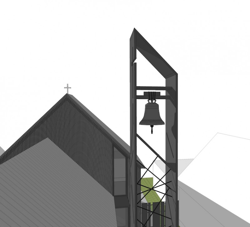 Návrh objektu zvonice a obnovy farského centra, Štvrtok /arch. štúdia/